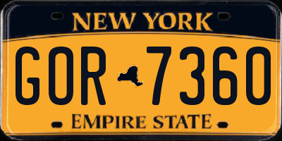NY license plate GOR7360