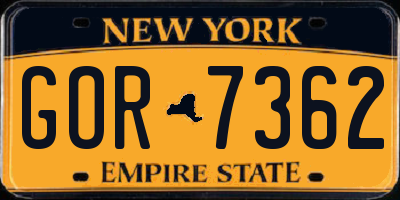 NY license plate GOR7362