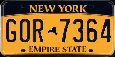 NY license plate GOR7364