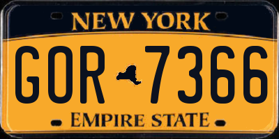 NY license plate GOR7366