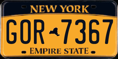 NY license plate GOR7367