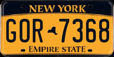 NY license plate GOR7368