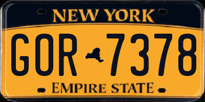 NY license plate GOR7378