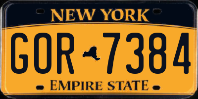 NY license plate GOR7384
