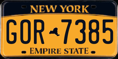 NY license plate GOR7385