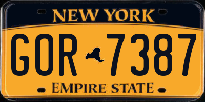 NY license plate GOR7387