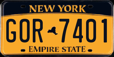 NY license plate GOR7401