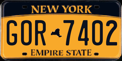 NY license plate GOR7402