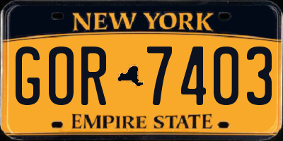 NY license plate GOR7403
