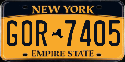 NY license plate GOR7405