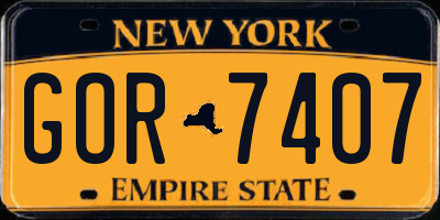 NY license plate GOR7407