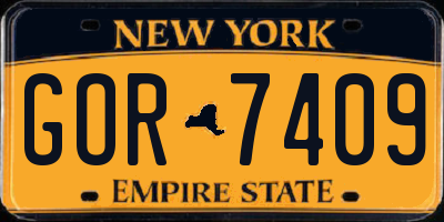 NY license plate GOR7409