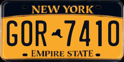 NY license plate GOR7410