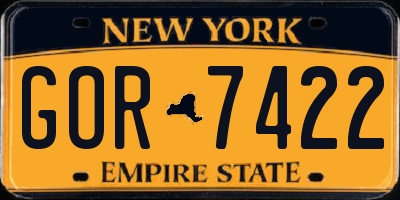 NY license plate GOR7422