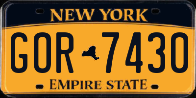 NY license plate GOR7430