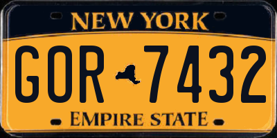 NY license plate GOR7432