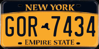 NY license plate GOR7434