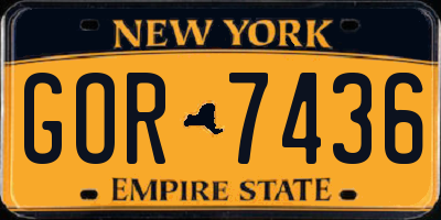 NY license plate GOR7436