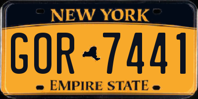 NY license plate GOR7441