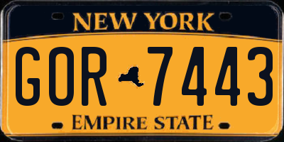 NY license plate GOR7443