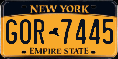 NY license plate GOR7445