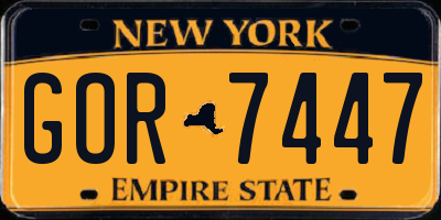 NY license plate GOR7447