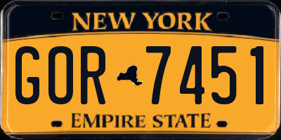 NY license plate GOR7451