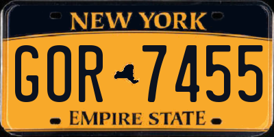 NY license plate GOR7455