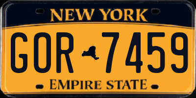 NY license plate GOR7459