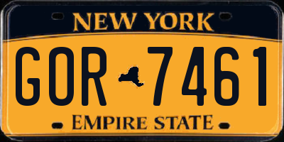 NY license plate GOR7461