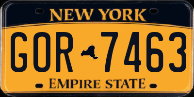 NY license plate GOR7463