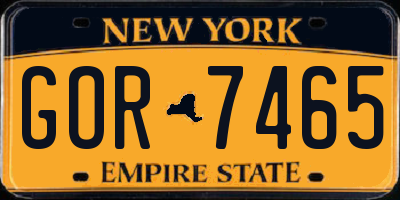 NY license plate GOR7465
