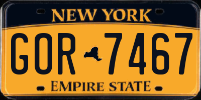NY license plate GOR7467