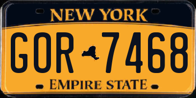 NY license plate GOR7468