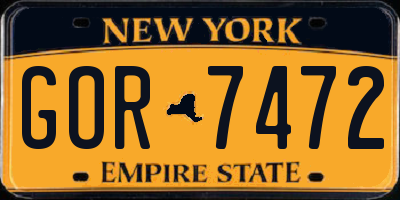 NY license plate GOR7472