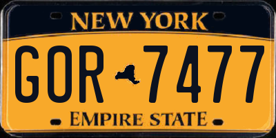 NY license plate GOR7477