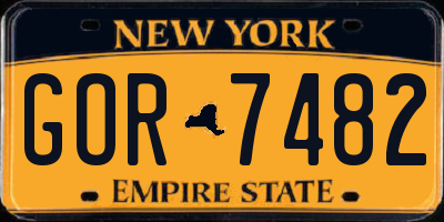 NY license plate GOR7482