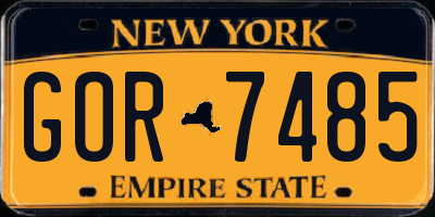 NY license plate GOR7485