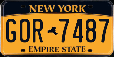 NY license plate GOR7487