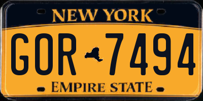 NY license plate GOR7494