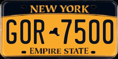 NY license plate GOR7500