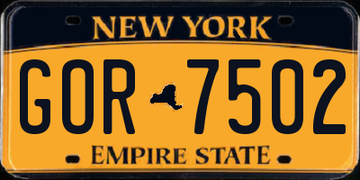 NY license plate GOR7502