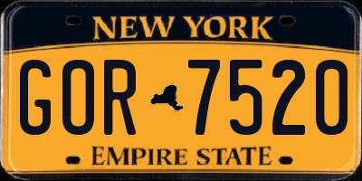 NY license plate GOR7520