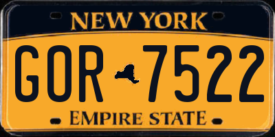 NY license plate GOR7522
