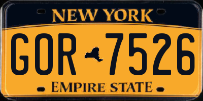 NY license plate GOR7526