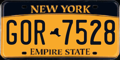 NY license plate GOR7528