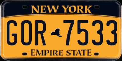 NY license plate GOR7533