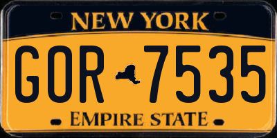 NY license plate GOR7535