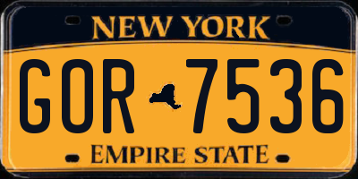 NY license plate GOR7536