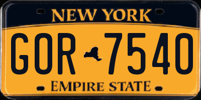 NY license plate GOR7540
